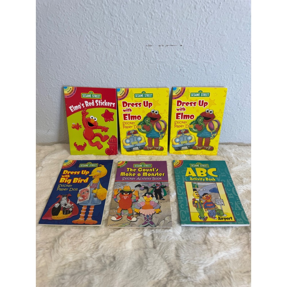 Sesame Street Dover Little Activity Books Lot Elmo Big Bird Count ABC 6 Books
